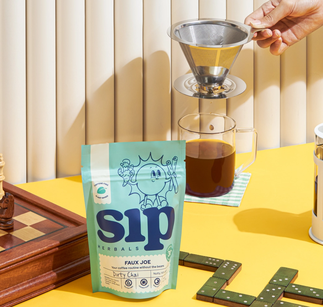 Dirty Chai Coffee Alternative on a table with board games