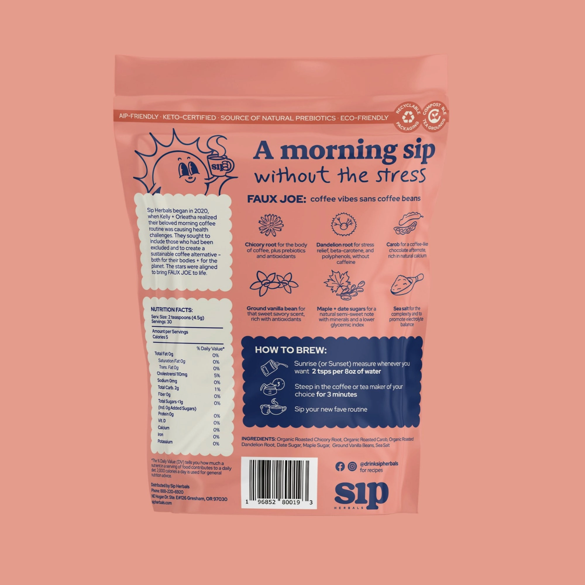 "Salted Maple Blondie" Faux Joe Coffee Alternative - Sip Herbals